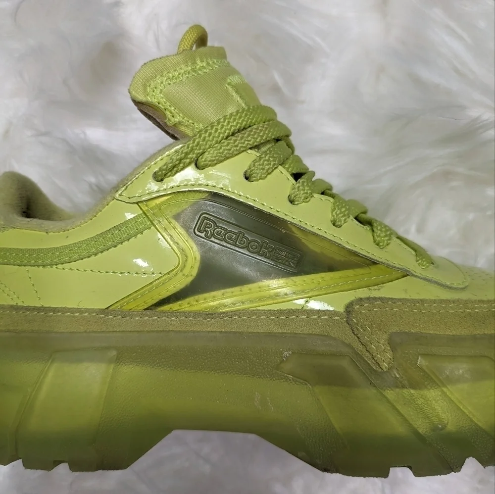 Reebok X Cardi B Club C Chunky Platform Sneakers in High‎ Vis Green Size 36.5